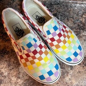 Vans rainbow checkered slip on shoes loafers men’s 4.5 women’s 6